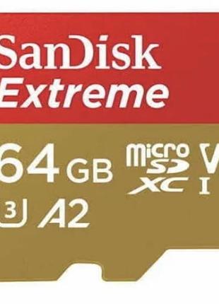 Швидкісна карта пам'яті sandisk 64 gb microsdxc uhs-i u3 a2 sandisk extreme