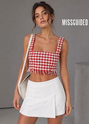 Новый вязаный бело красный топ в гусиную лапку missguided 12uk m