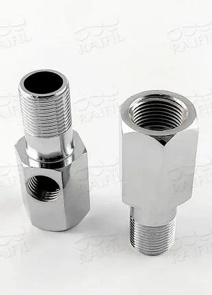 Адаптер (різь зовнішня 3/8" — різь внутрішня 1/4" — різь внутрішня 3/8")