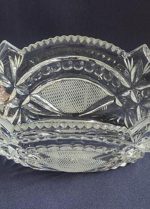 Кришталева ваза ладья срср (цукерниця, салатник) 19 см, вінтаж