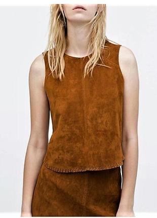Майка, жилетка из натуральной замши zara