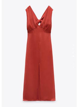 Zara сатинова сукня плаття в білизняному стилі с