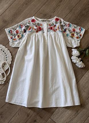 Сукня zara з вишивкою і мереживом 128 см 8 років