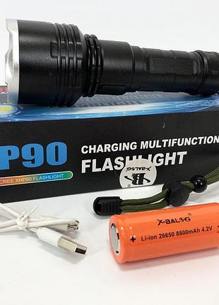 Фонарь полицейский x-balog bl-531-p90 1х26650 8800mah usb/microusb/ 3хааа r3 функция power bank