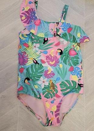 Яскравий купальник для дівчинки h&m в тропічний принт