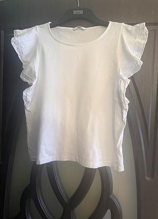 Гарна котонова, футболка, в білому кольорі, від дорогого бренду: h&m