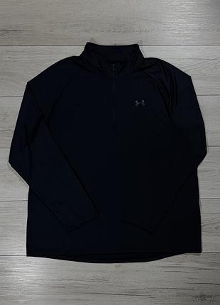 Черная спортивная кофта лонгслив андер армор under armour ua tech 1/3 zip, xxl, оригинал