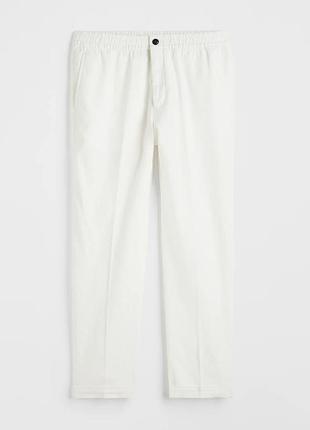 Брюки белые мужские натуральные h&amp;m лен/хлопок, размер м (арт1920)