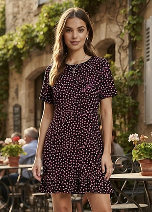 Легкое платье в розовый горошек dorothy perkins размер 48-50-52 / xl)