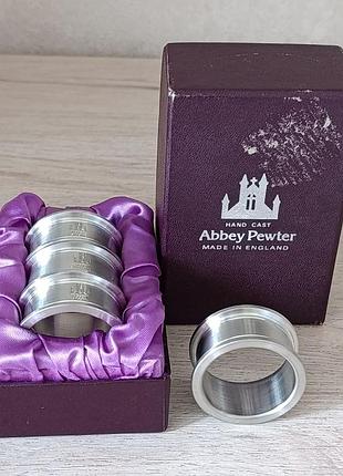 Вінтажний набір кілець для серветок 4 шт, олово abbey pewter, англія