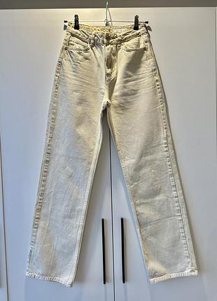 Джинси zara wide leg молочні / екрю, висока посадка, eur 34 (xs)