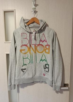Худи billabong, размер м, серого цвета с цветной надписью, 80% хлопок, 20% полиэстер