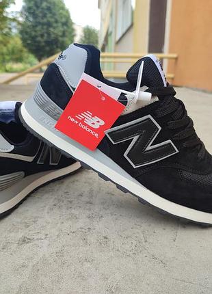 Мужские кроссовки new balance 574 black/grey, кроссовки nb 574 демисезонные черные с серым