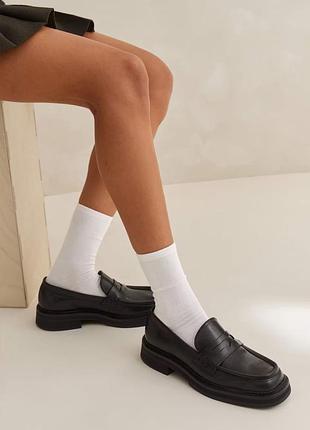 Жіночі преміальні шкіряні лофери me+em chunky square toe р. 39