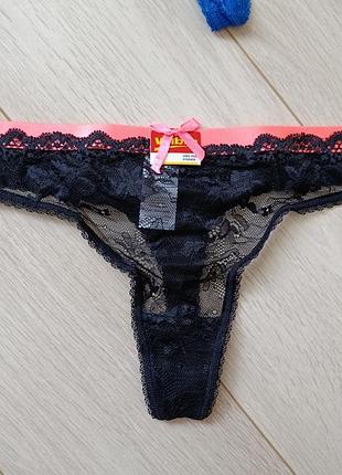 Трусы, стринги женские сменные, черные xl
