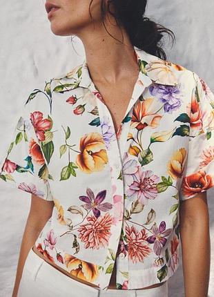 Сорочка zara літній квітковий принт 🌸