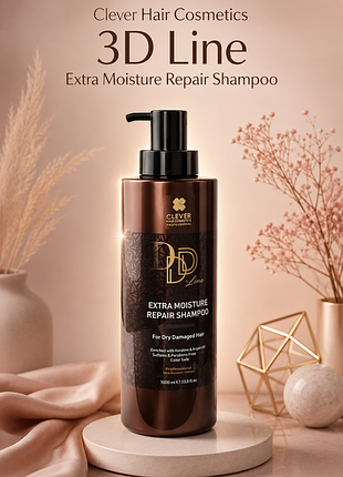 Увлажняющий шампунь для восстановления волос clever hair cosmetics 3d line