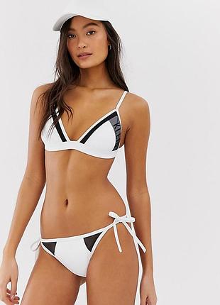Женский белый купальник раздельный бикини треугольники   calvin klein