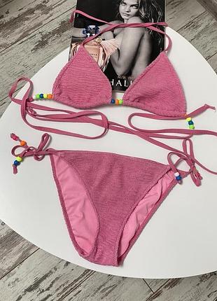Calzedonia крутой розовый раздельный купальник на завязке