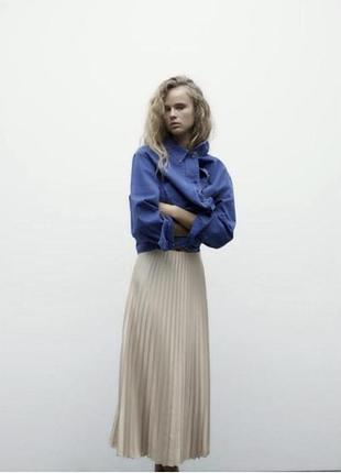 Бежево-нюдова плісирована спідниця від zara