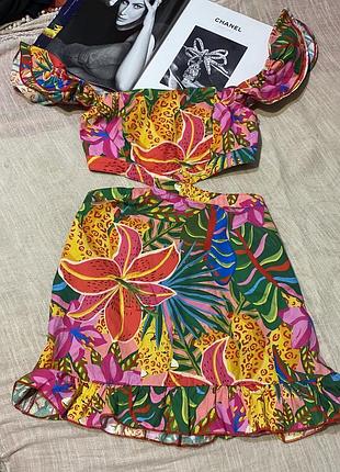 Shein крутое оригинальное хлопковое яркое короткое платье в виде нового сбоку замка
