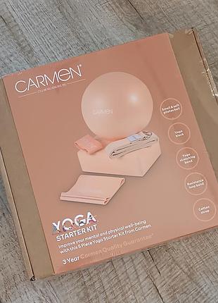 Стартовий набір для фітнесу carmen yoga, 5 предметів, блоки для пілатесу, стрічки для фітнесу, персиковий колір
