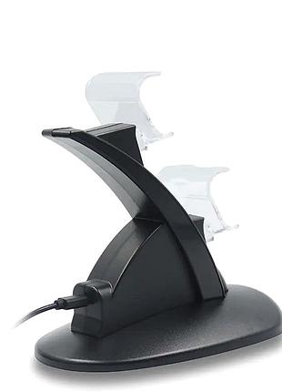 Зарядное устройство usb для двух геймпадов 500ма черный пластик для dualshock 4