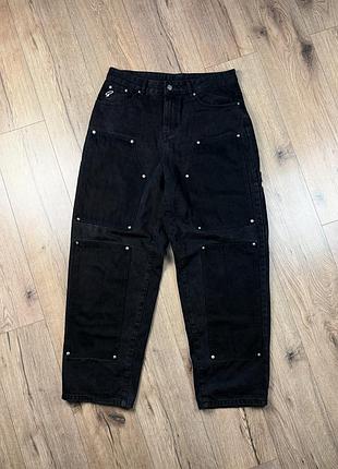 Широкі чорні джинси sumwon double knee cargo y2k streetwear