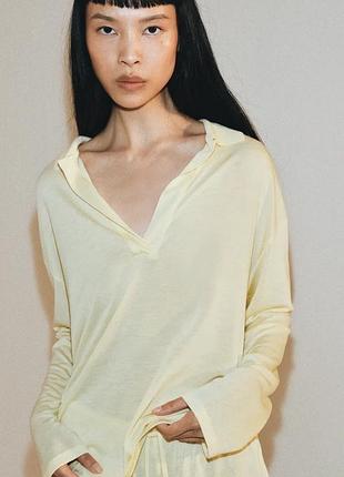 Сорочка-поло з ліоцеллу лонгслів поло zara