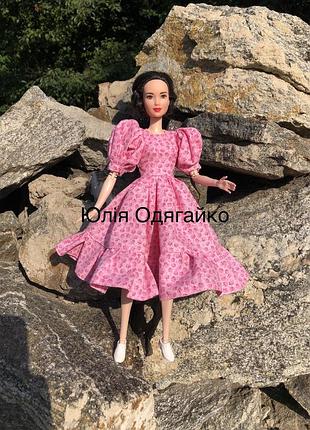 Одяг для ляльки барбі, рожева сукня. плаття для ляльок barbie