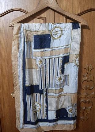 Шелковый платок каре 90х90 в морском стиле (old money / vintage)