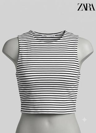 Вкорочений топ у смужку zara, розмір m