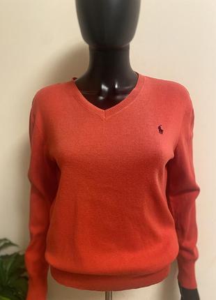 Яскравий червоний бавовняний джемпер/светр polo ralph lauren