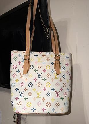 Сумка louis vuitton multicolor біла шкіряна