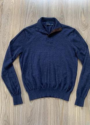 Мужской класcический шерстяной свитер из шерсти мериноса polo ralph lauren herringbone merino