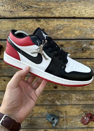 Кросівки nike air jordan low (black white red) 807-6