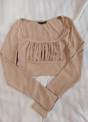 Укороченный лонгслив shein в рубчик 🧸🧋🤎