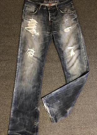 Чоловічі джинси denim co (straight leg) з потертостями та дірками.