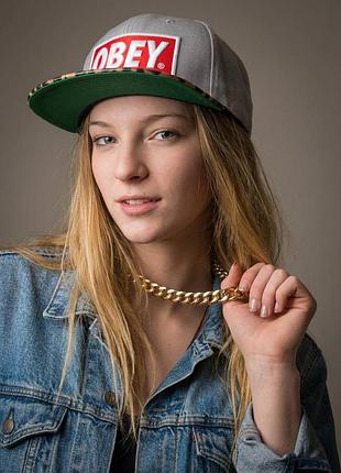 Кепка бейсболка obey gray leopard bossy logo
