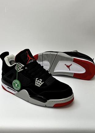 Кросівки nike air jordan retro 4 (black/red) 0202-7