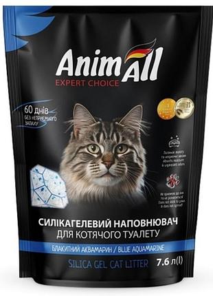Силикагелевый наполнитель для кошачьего туалета animall из серии "голубой аквамарин". энимал силикагель