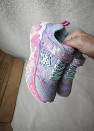 Кроссовки на девочку с огоньками skechers (сша) р. 28 стелька 19 см