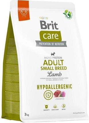 Гипоаллергенный сухой корм brit care dog hypoallergenic adult small breed с ягнятком, весом 3 кг.