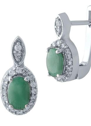 Серебряные серьги proba с натуральным изумрудом 1.295ct (1971826)