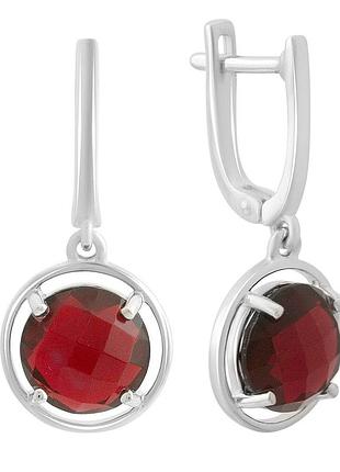 Срібні сережки proba зі штучним гранатом nano 6.852ct (60002437)