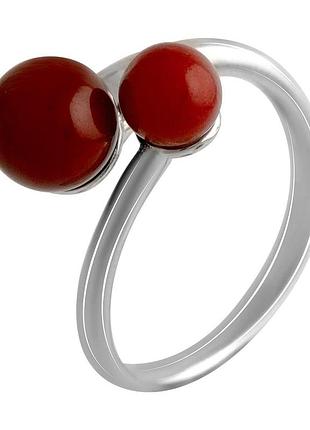 Серебряное кольцо proba с кораллом, вес изделия 3,48 гр (2136309) 18 размер