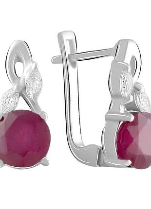 Серебряные серьги proba с натуральным рубином 3.677ct (2073611)