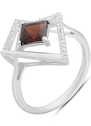 Серебряное кольцо proba с натуральным гранатом 1.555ct, вес изделия 3,1 гр (2203971) 19 размер