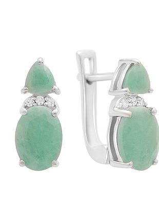 Серебряные серьги proba с натуральным изумрудом 2.449ct (2111139)