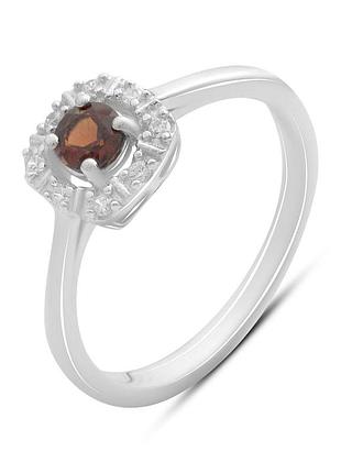 Серебряное кольцо proba с натуральным гранатом 0.464ct, фианитами, вес изделия 2,15 гр (2191384) 17.5 размер